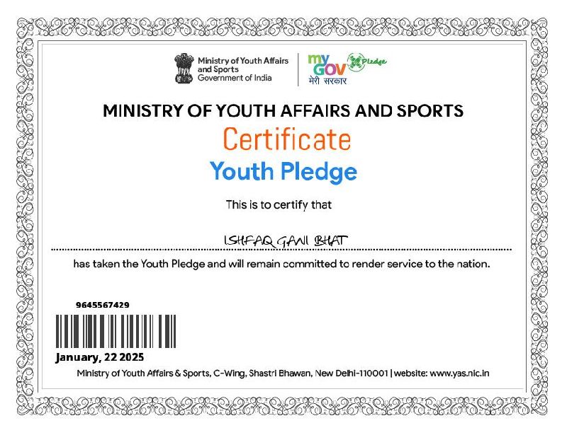 YOUTH AND SPORT CERTIFICATE